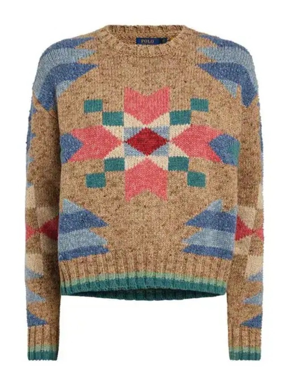 Polo Ralph Lauren Aztec flower intarsia southwestern box cut sweater